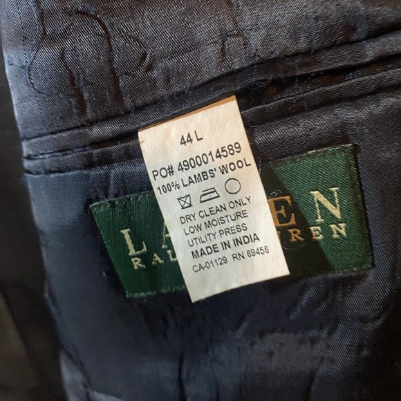 Lauren Ralph Lauren Men’s 44L 100% Lambs Wool Blazer Sport Coat Gray Blue Plaid - Picture 5 of 5